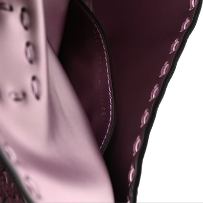 Fendi Metallic Cuoio Roma Sellerissima Nappa Sintetica Tape Stitch Mini Baguette Rosa Placca Argento 7 of 10