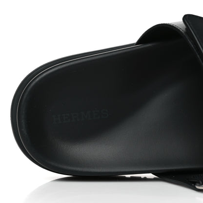 Hermes Calfskin Womens Chypre Sandals 39.5 Black 7 of 9