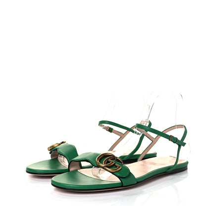 Gucci Lifford Calfskin GG Marmont Ankle Wrap Flat Sandals 39.5 New Shamarock 3 of 7