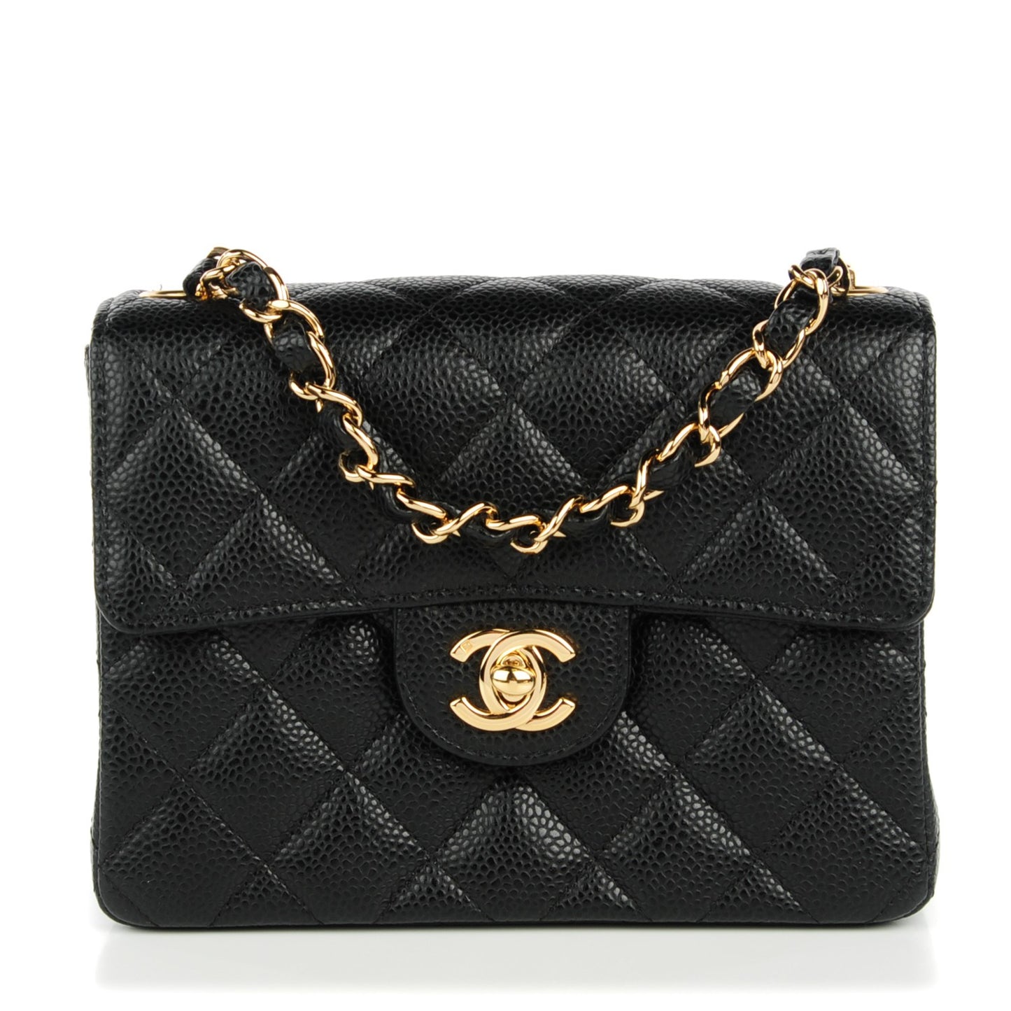 Caviar Quilted Mini Square Flap Black