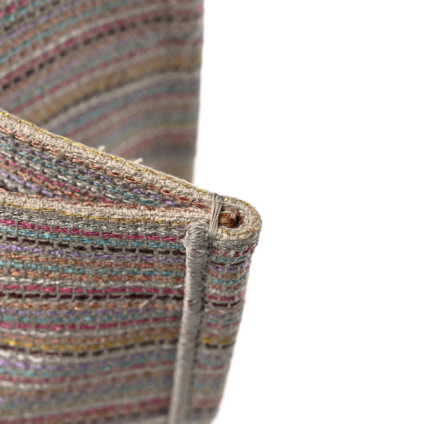 Canvas Embroidered Medium Stripes Book Tote Beige Multicolor
