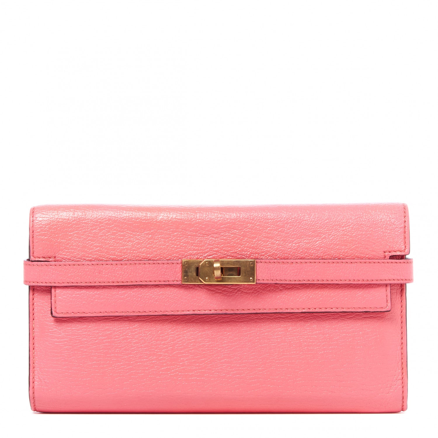 Hermes Chevre Mysore Kelly Longue Wallet Rose Lipstick 1 of 12