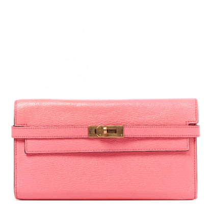 Hermes Chevre Mysore Kelly Longue Wallet Rose Lipstick 1 of 12