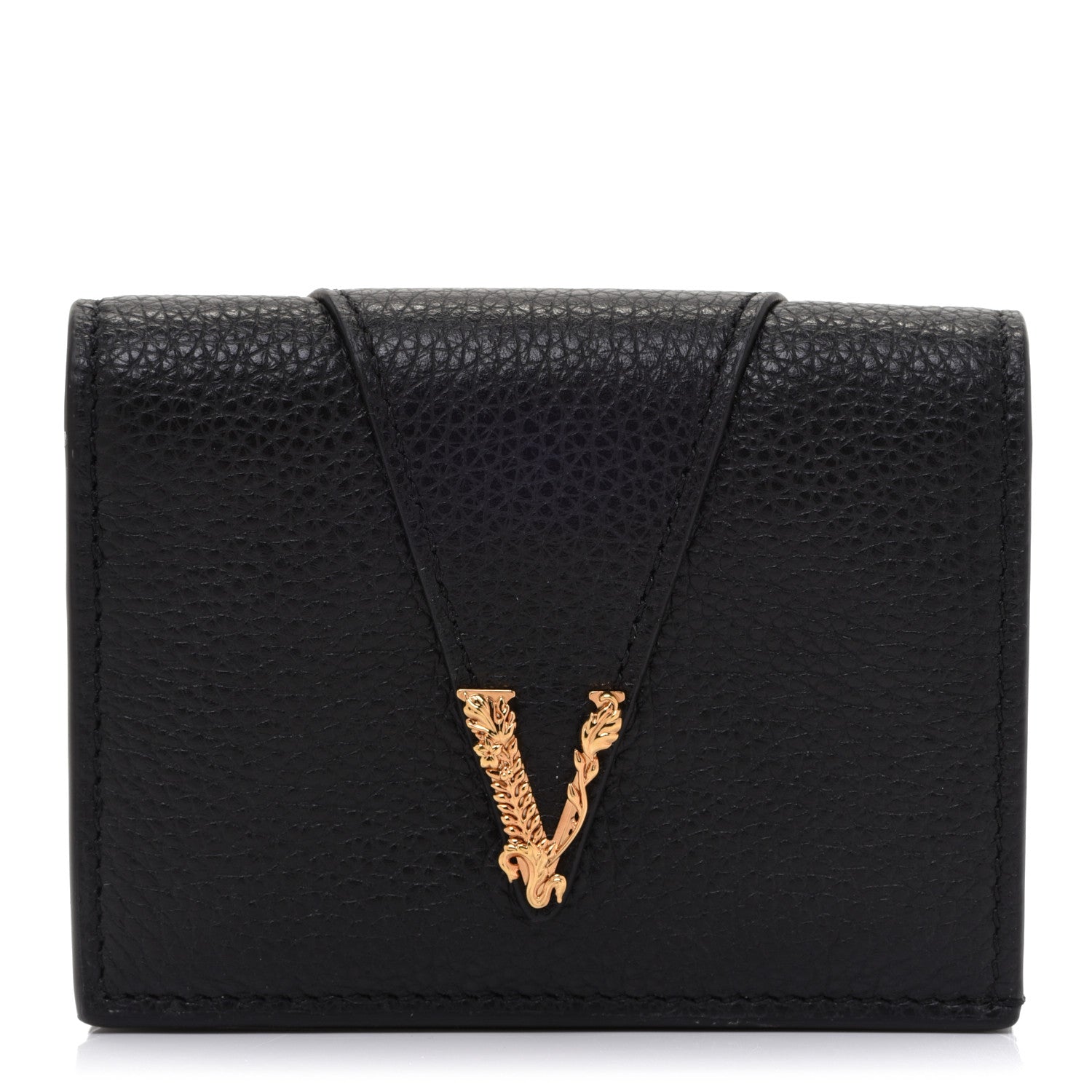 Versace Grained Calfskin Virtus Bifold Wallet Black 1 of 6