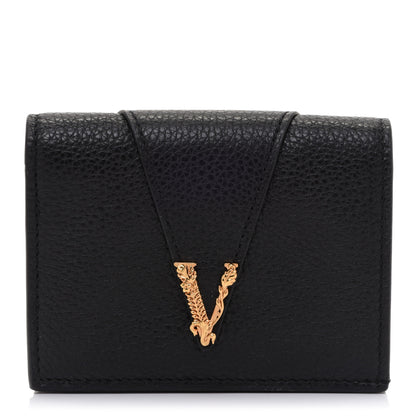 Versace Grained Calfskin Virtus Bifold Wallet Black 1 of 6