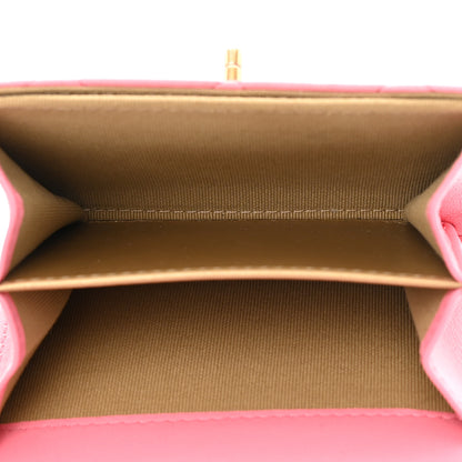 Chanel Lambskin Quilted Pearl Crush Card Holder With Chain Pink 5 of 11