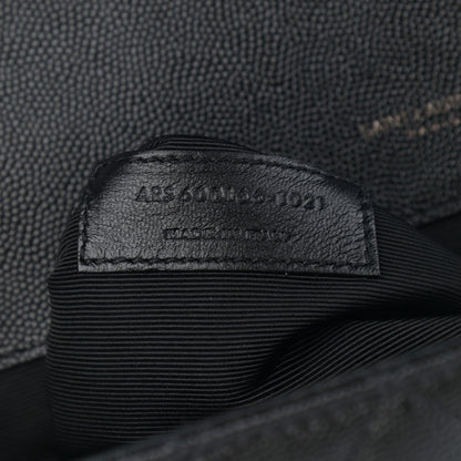 Saint Laurent Grain De Poudre Textured Mixed Matelasse Large Triquilt Monogram Monochrome Satchel Black 7 of 11