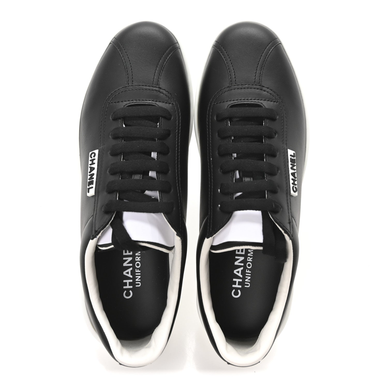 Chanel Calfskin CC Uniform Womens Sneakers 36.5 Black 5 of 9