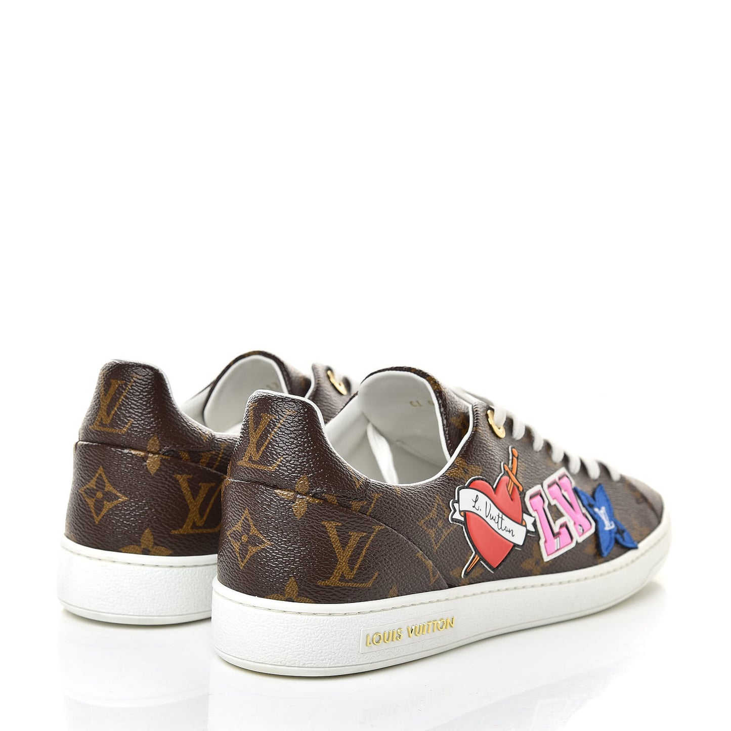 Calfskin Monogram LV Black Heart Sneakers 40 Cacao