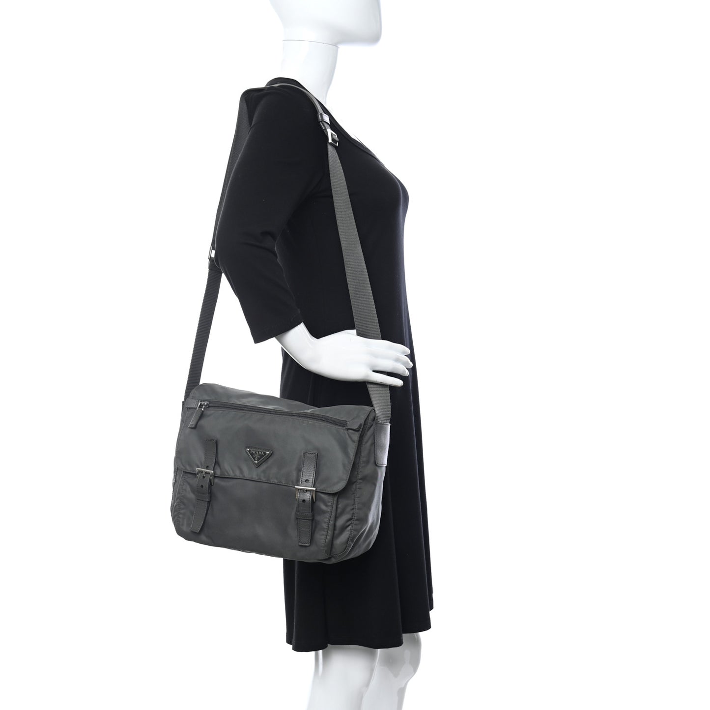 Tessuto Nylon Saffiano Vela Messenger Bag Black