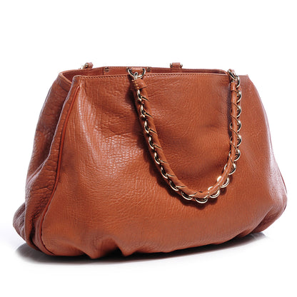 Fendi Crinkled Lambskin Colorblock Mia Tote Camel Osso Naturale 3 of 9