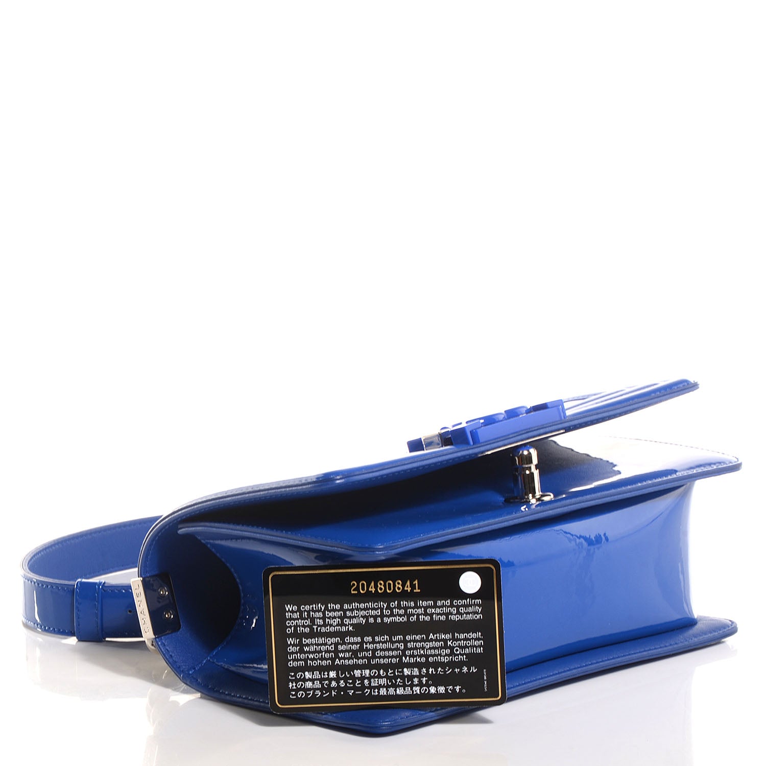 Chanel Patent Leather Small Boy Flap Plexiglass Blue 6 of 9