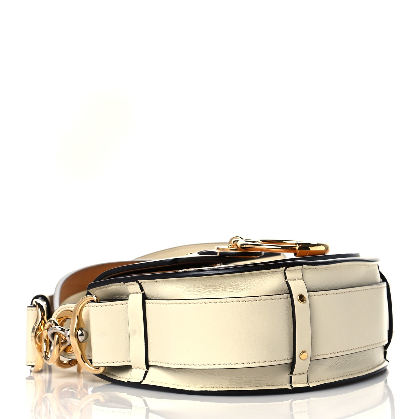 Calfskin Crocodile Embossed Small Tess Bag White Beige