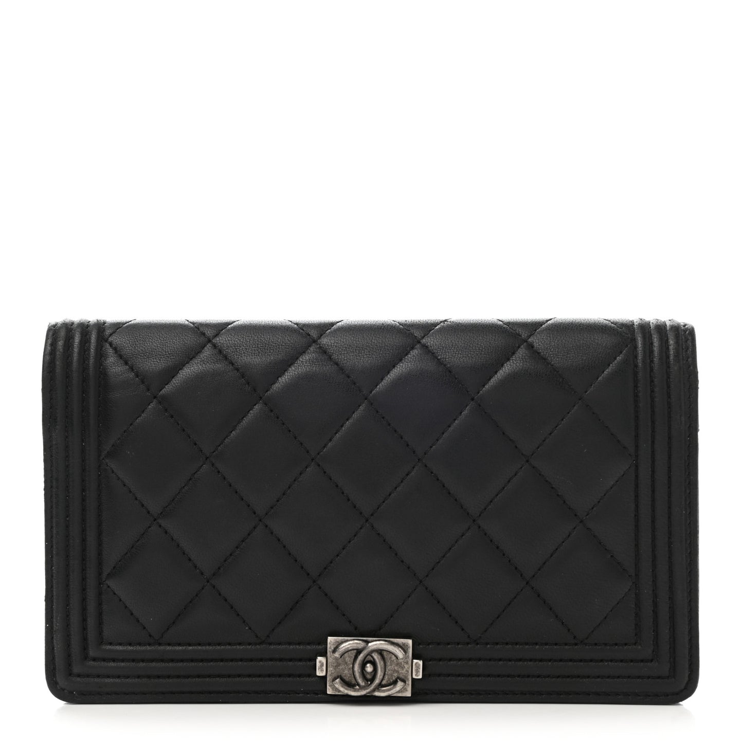 Lambskin Quilted Boy Yen Wallet Black