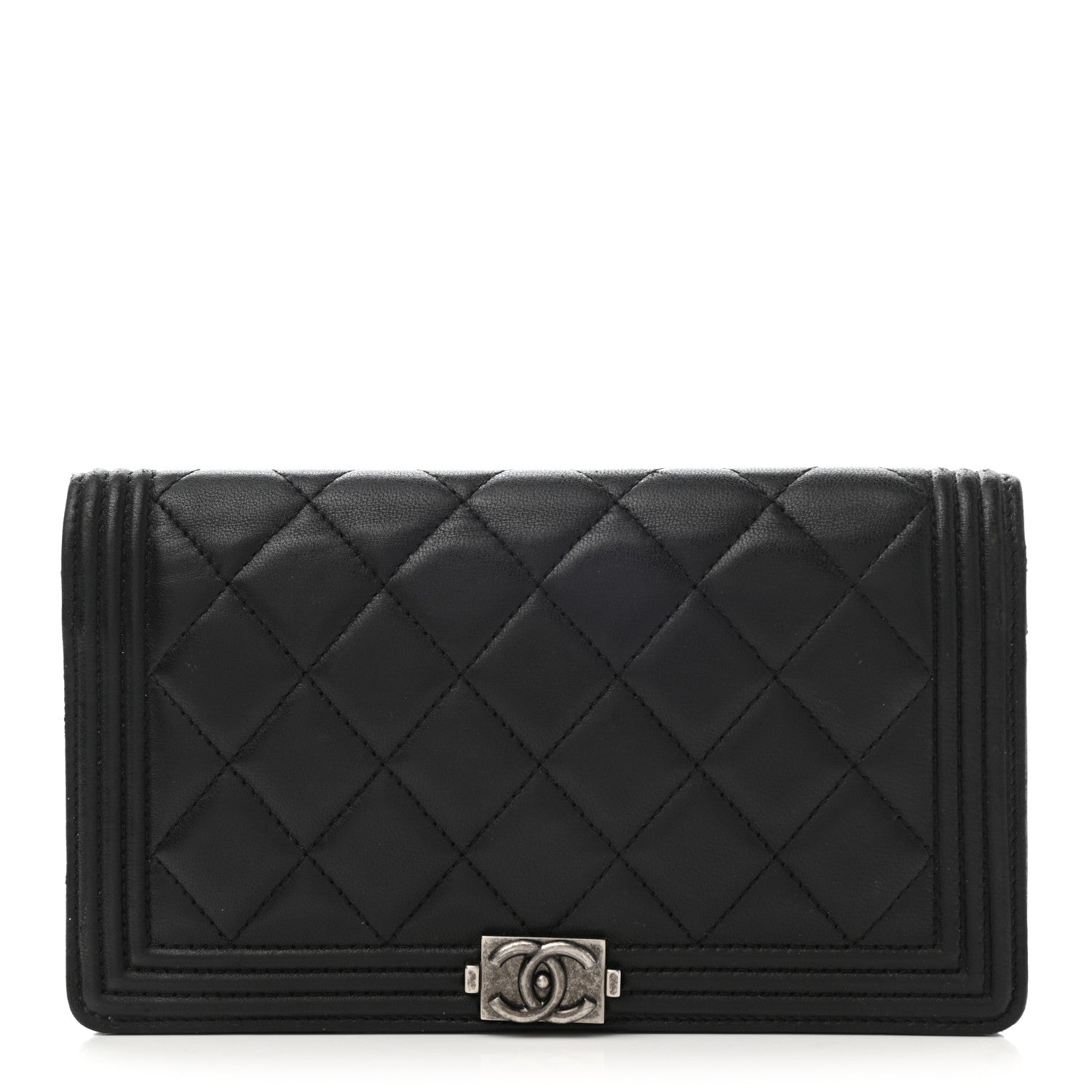 Chanel Lambskin Quilted Boy Yen Wallet Black 1 of 9