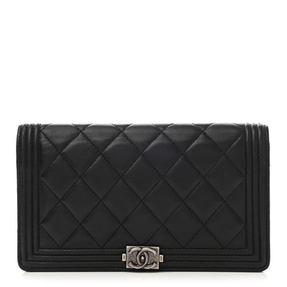 Chanel Lambskin Quilted Boy Yen Wallet Black 1 of 9