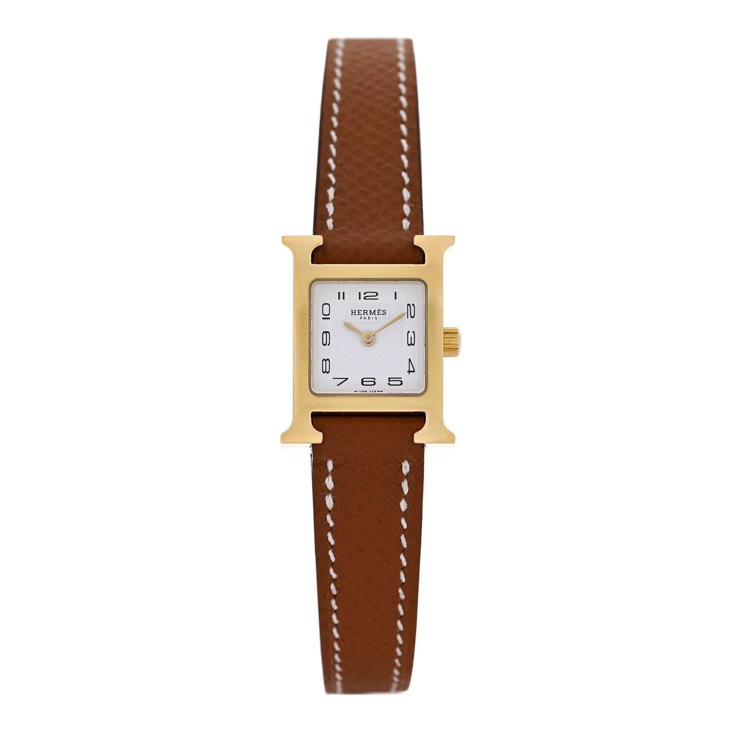 Hermes Stainless Steel Epsom 17.2mm Heure H Hour Quartz Watch Gold 1 of 5