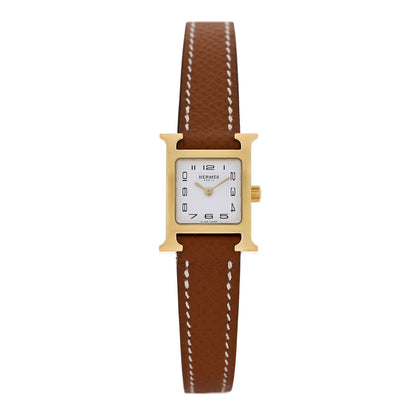 Hermes Stainless Steel Epsom 17.2mm Heure H Hour Quartz Watch Gold 1 of 5