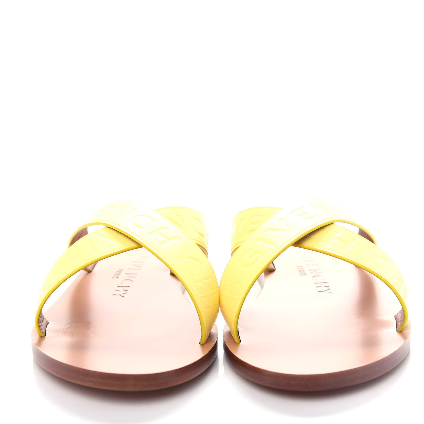 Calfskin Logo Strap Sandals 40 Lemon