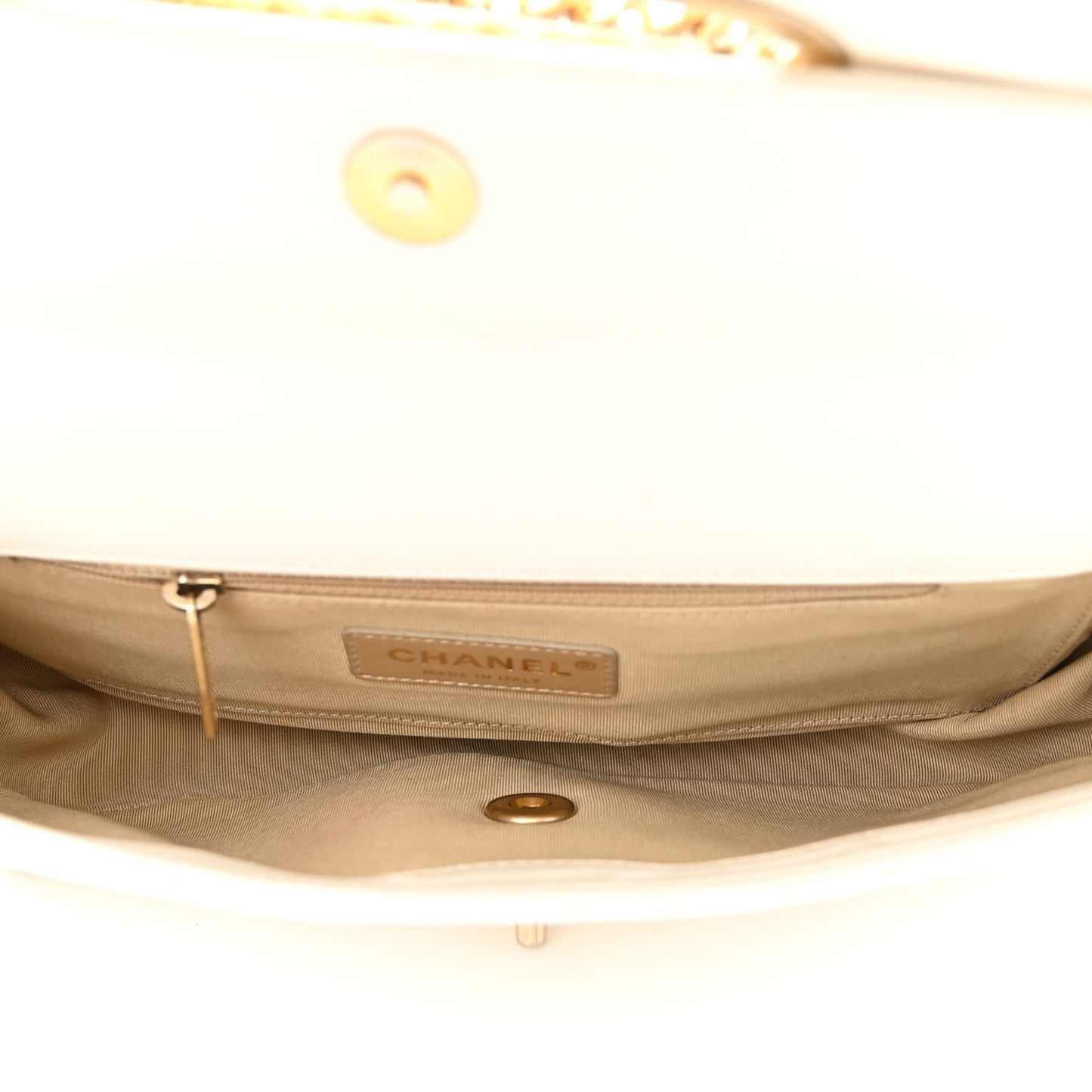 Lambskin A Real Catch Flap Bag White