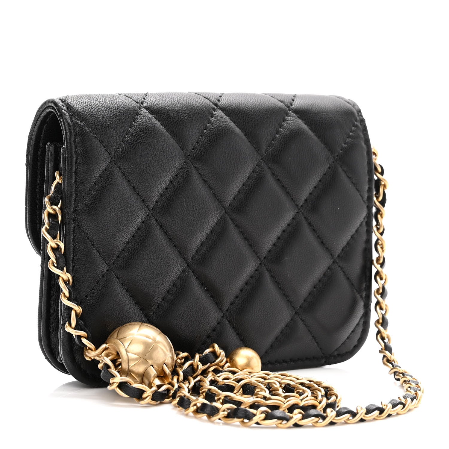 Chanel Lambskin Quilted Pearl Crush Clutch With Chain Black 3 of 12