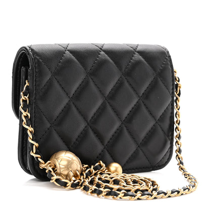 Chanel Lambskin Quilted Pearl Crush Clutch With Chain Black 3 of 12
