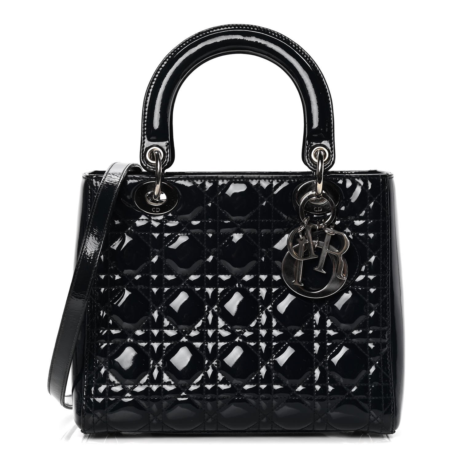 Christian Dior Patent Cannage Medium Lady Dior Navy Blue 1 of 8