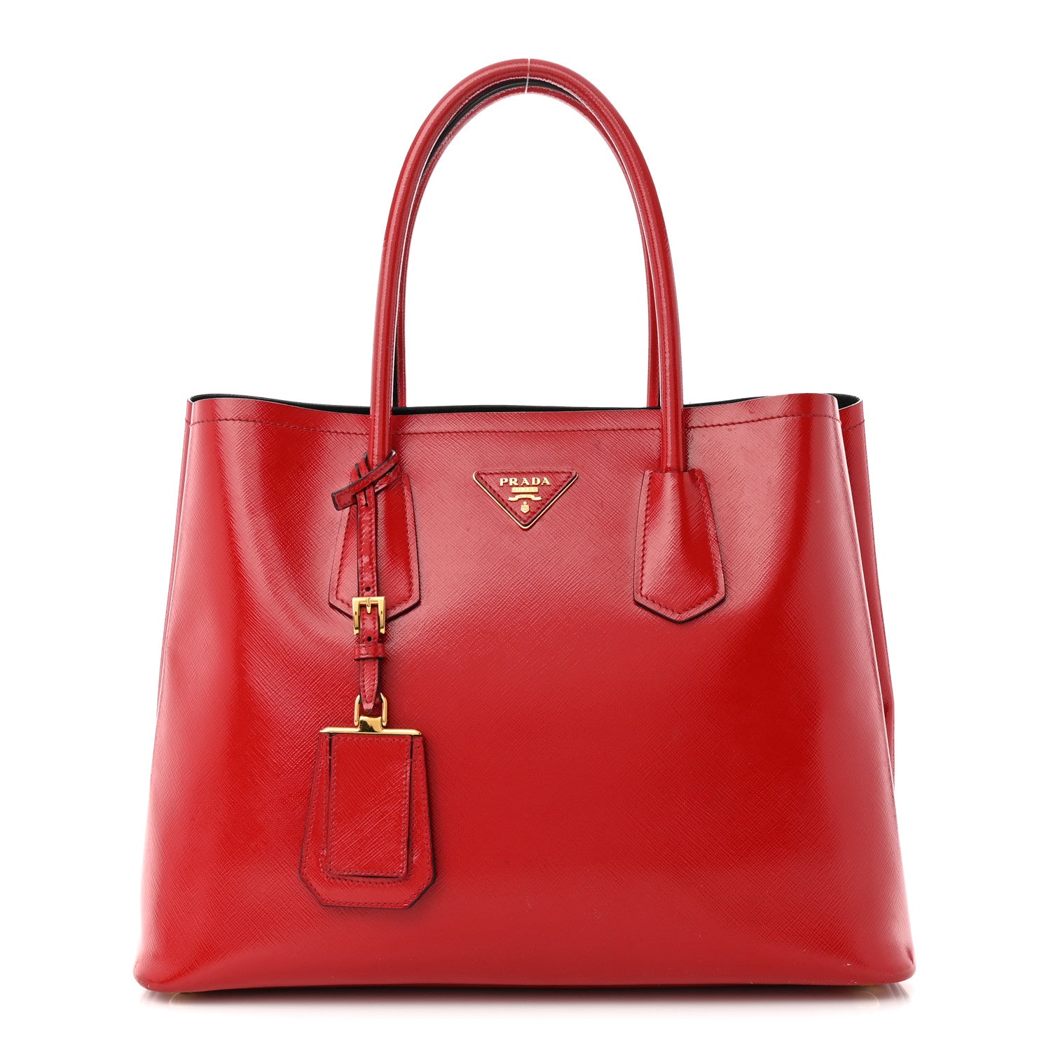 Prada Saffiano Vernice Medium Double Bag Rosso 1 of 12