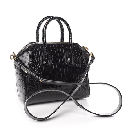 Givenchy Calfskin Crocodile Embossed Mini Antigona Black 3 of 11