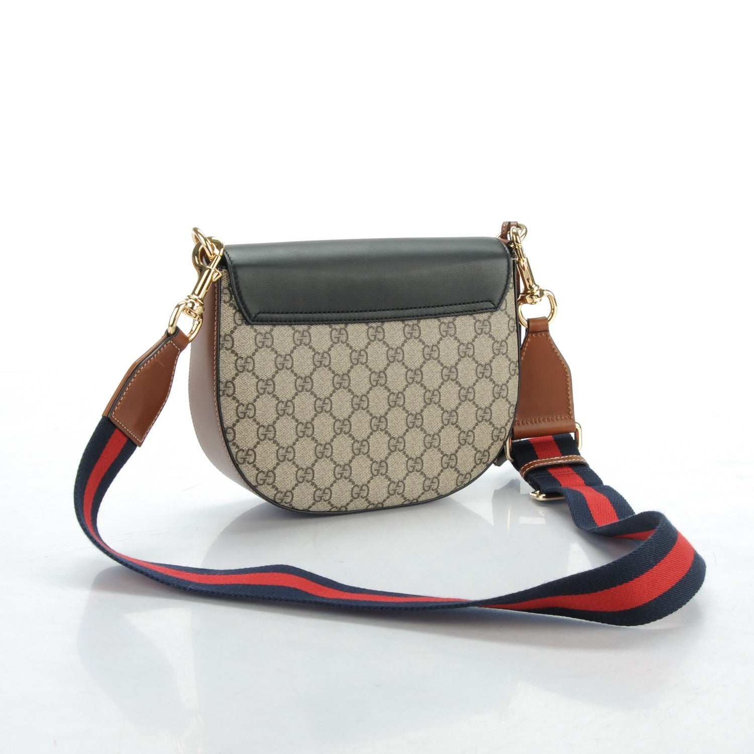Gucci GG Supreme Monogram Web Medium Padlock Messenger Shoulder Bag Black 3 of 7
