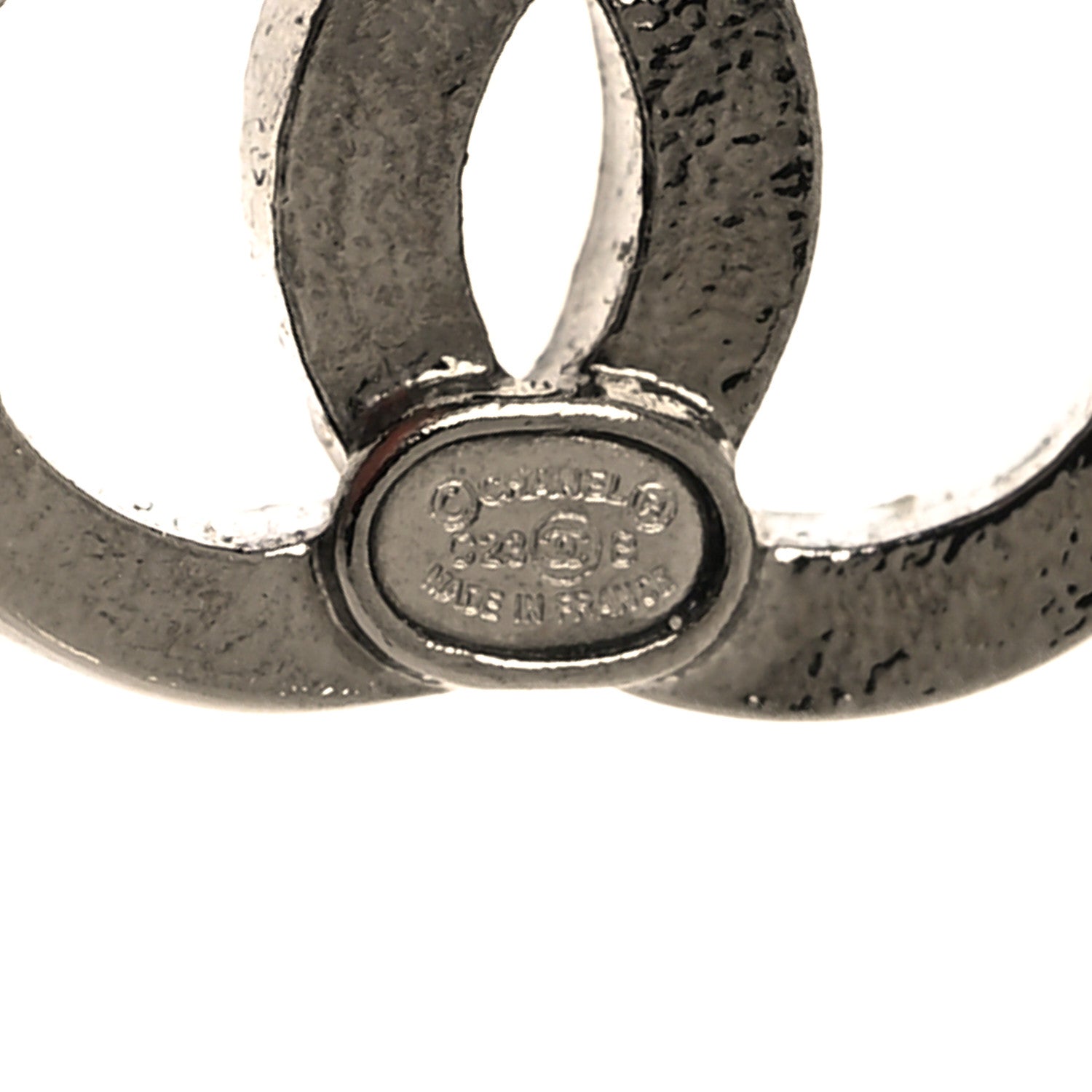 Chanel Ruthenium Crystal CC Drop Earrings Silver Grey 4 of 6