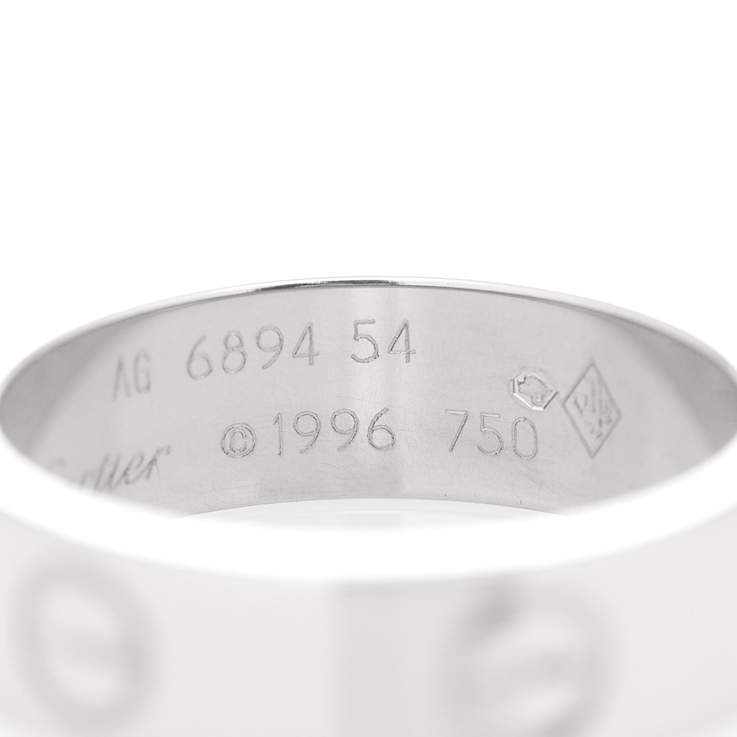 18K White Gold 5.5mm LOVE Ring 54 6.75