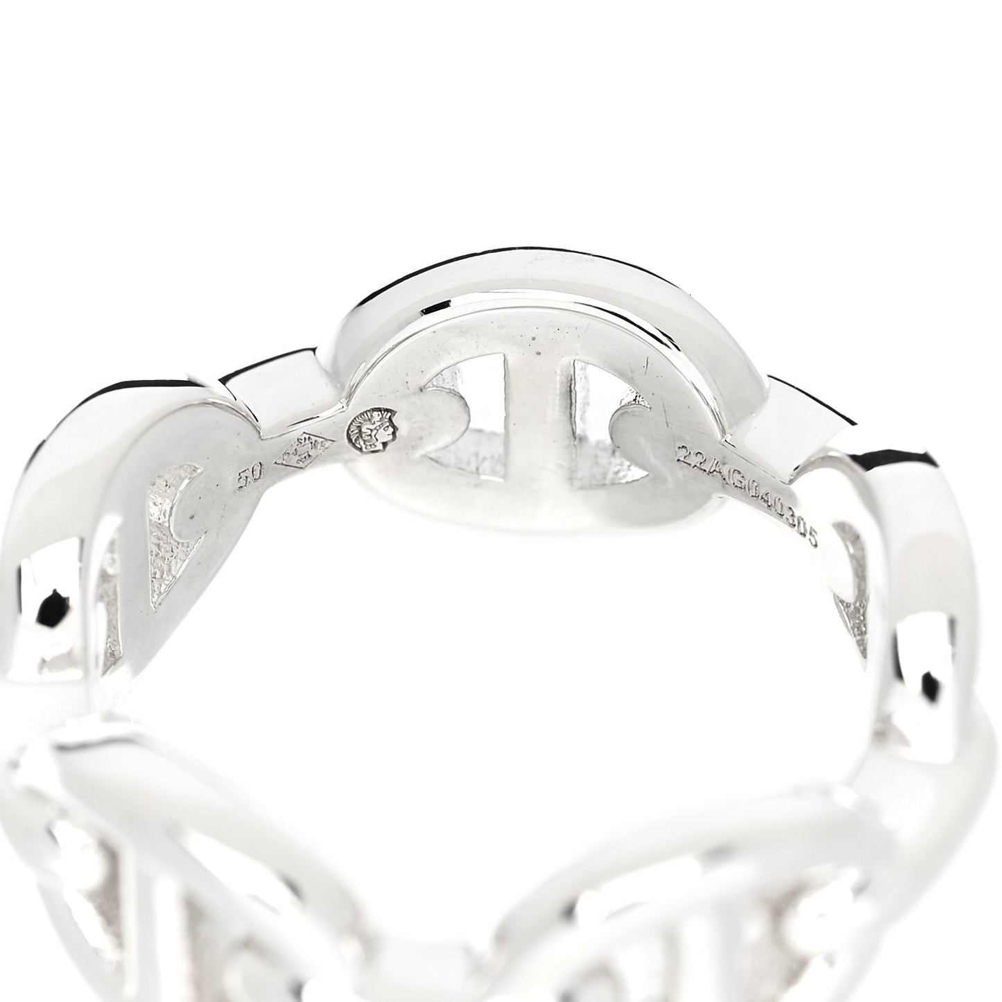 Sterling Silver PM Chaine d'Ancre Enchainee Band Ring 50 5.25