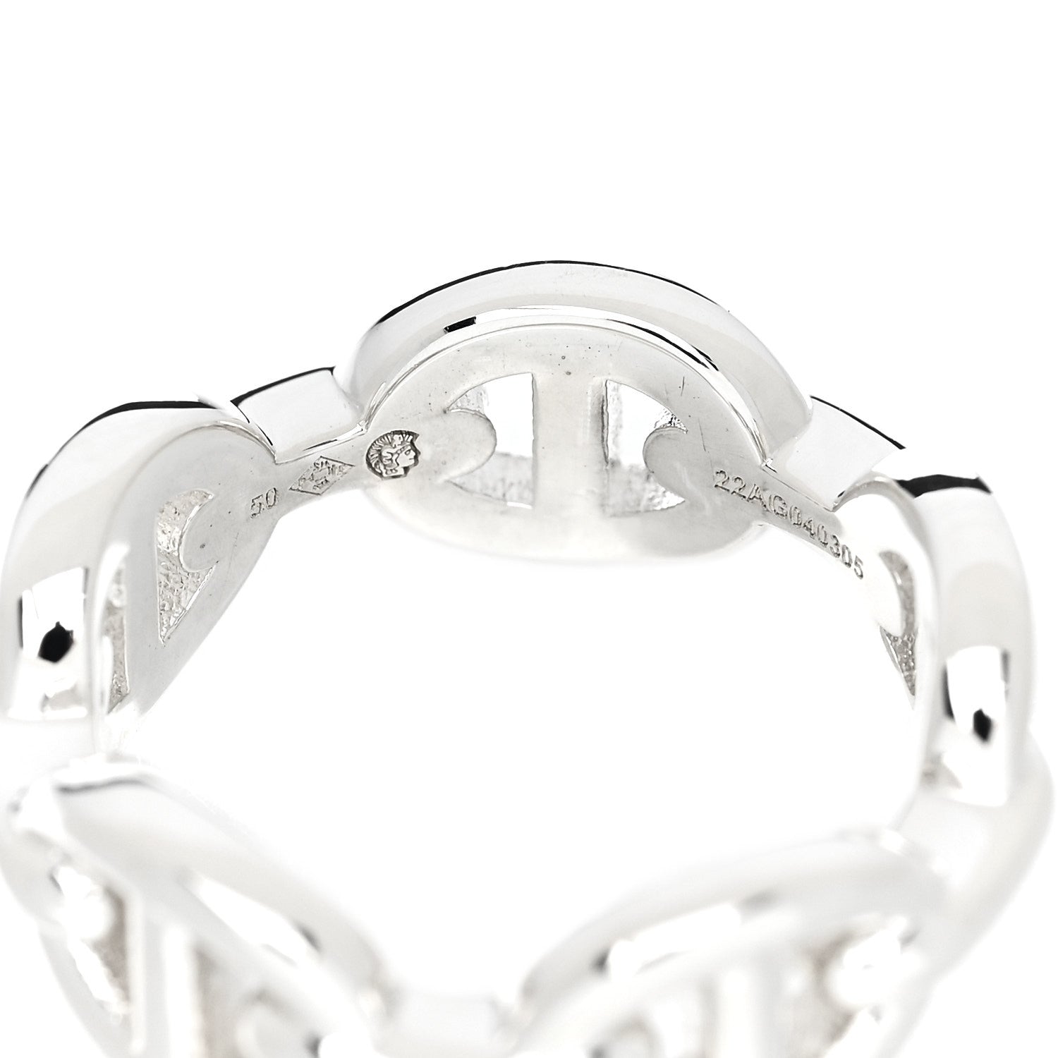 Hermes Sterling Silver PM Chaine d'Ancre Enchainee Band Ring 50 5.25 5 of 6