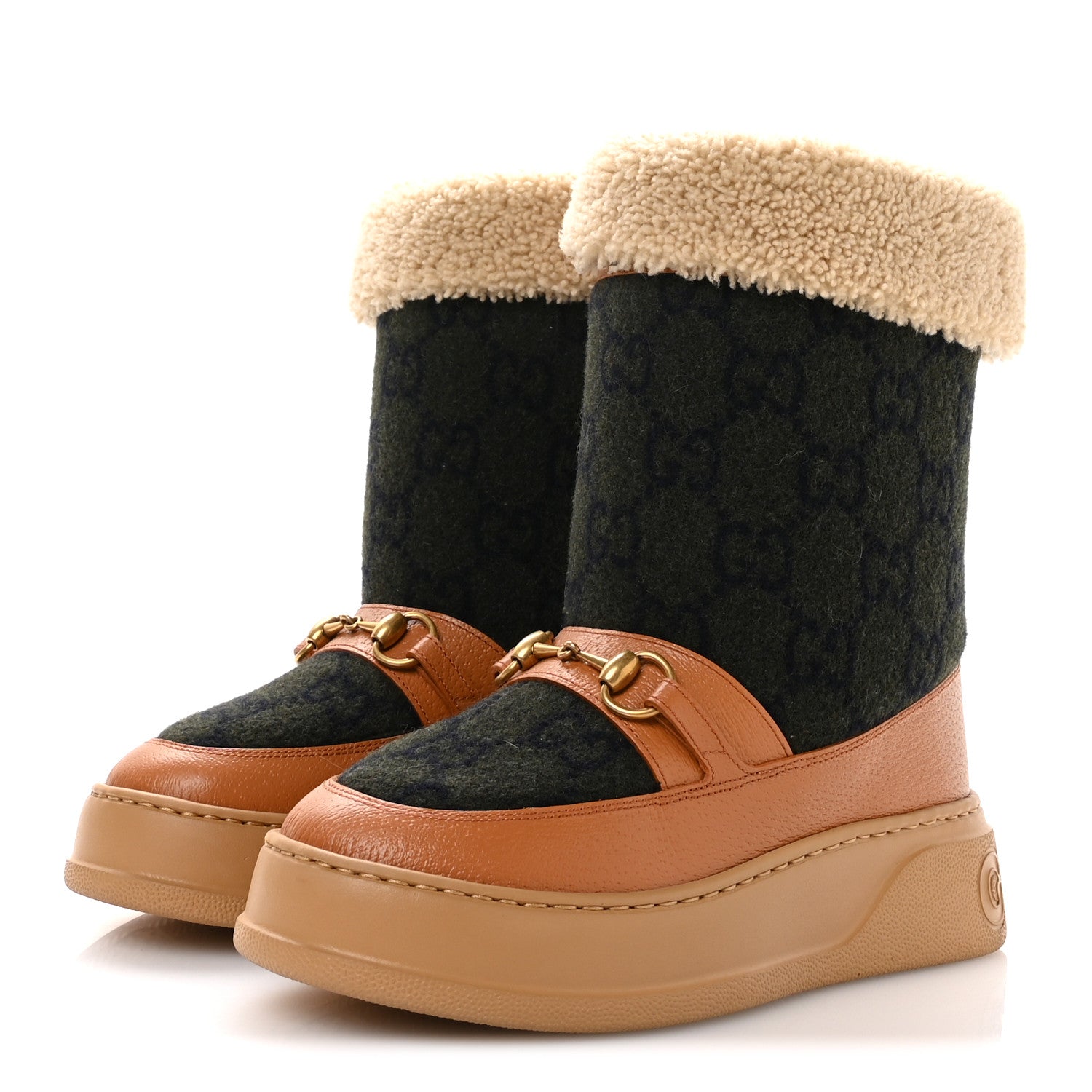 Gucci Covered Wool Monogram Textured Dollar Calfskin Shearling