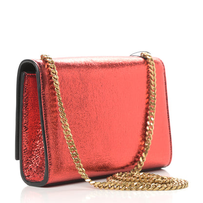 Saint Laurent Metallic Calfskin Small Classic Monogram Kate Satchel Red 3 of 12