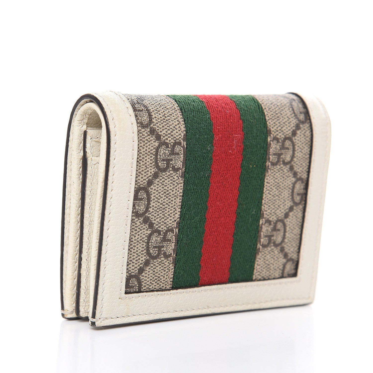 Gucci GG Supreme Monogram Web Queen Margaret Card Case Wallet Beige Mystic White 3 of 7