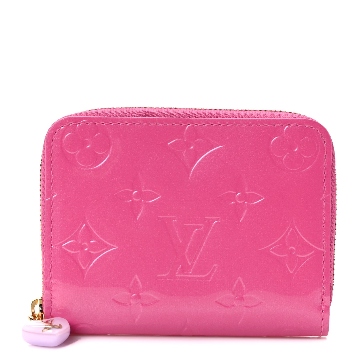 Vernis Enamel Heart Zippy Coin Purse Neon Pink