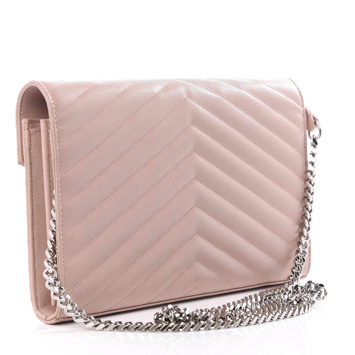 Grain De Poudre Matelasse Chevron Monogram Chain Wallet Pale Pink