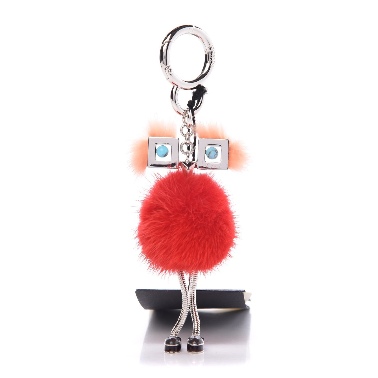 Metal Mink Fur Hypnoteyes Chick Pom Pom Bag Charm Palladium Palmspring Strawberry