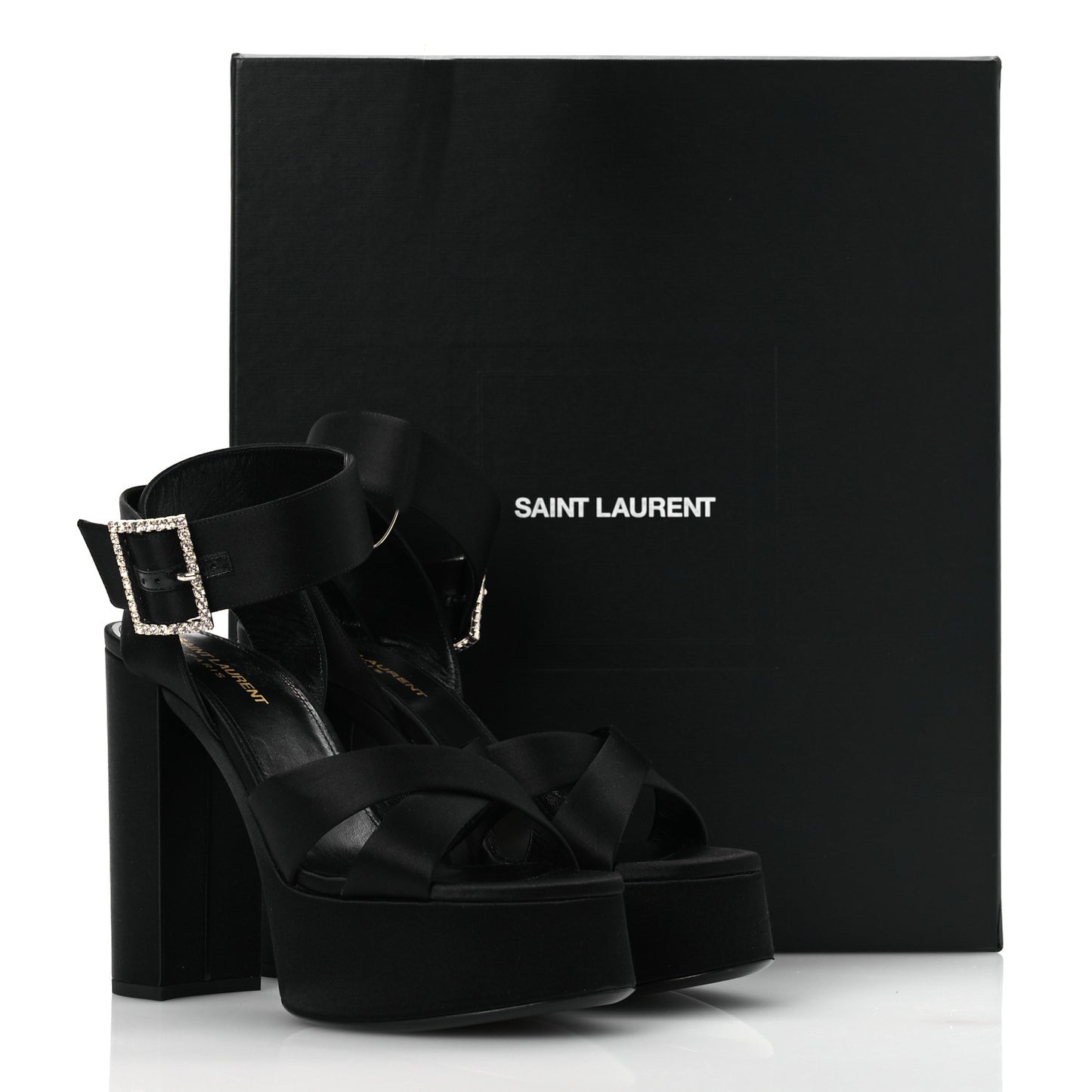 Crepe Satin Biance 85 Platform Sandals 39 Black