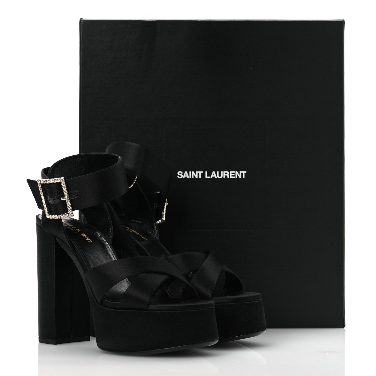 Saint Laurent Crepe Satin Biance 85 Platform Sandals 39 Black 11 of 11