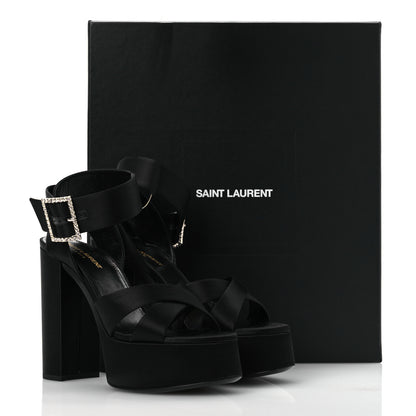 Saint Laurent Crepe Satin Biance 85 Platform Sandals 39 Black 11 of 11