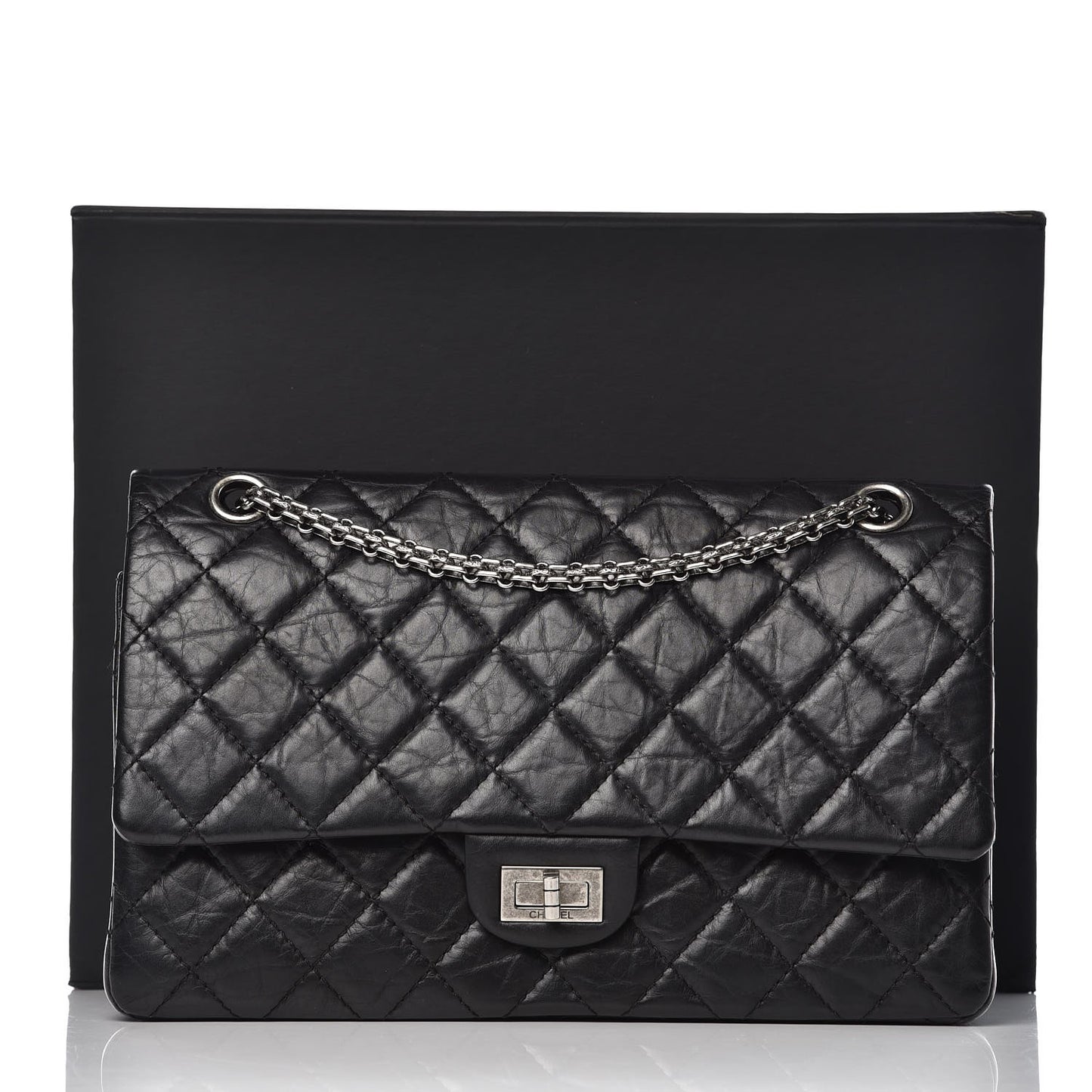 Aged Calfskin Quilted 2.55 Reissue 226 Flap Black