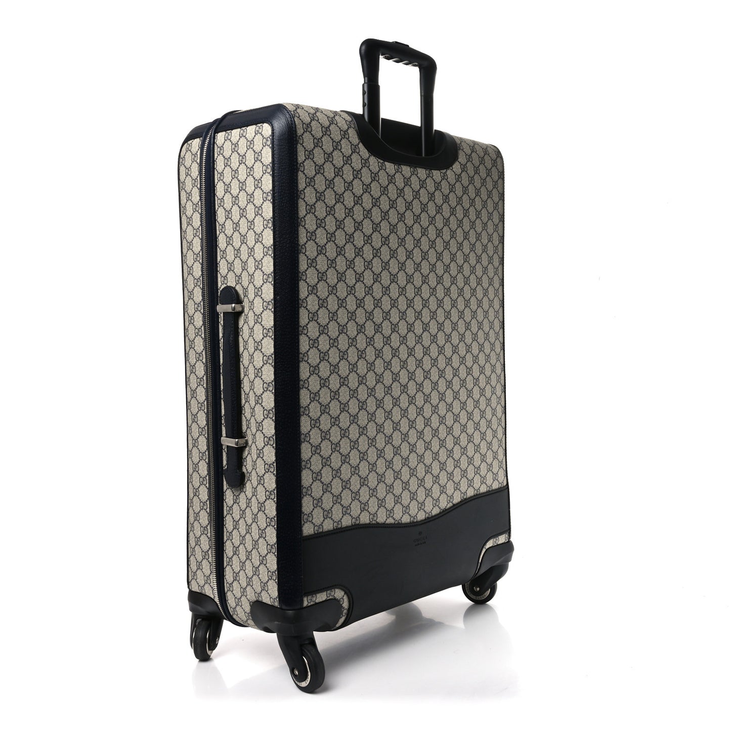 GG Supreme Monogram Textured Dollar Calfskin Web Large Savoy Trolley Suitcase Beige Blue