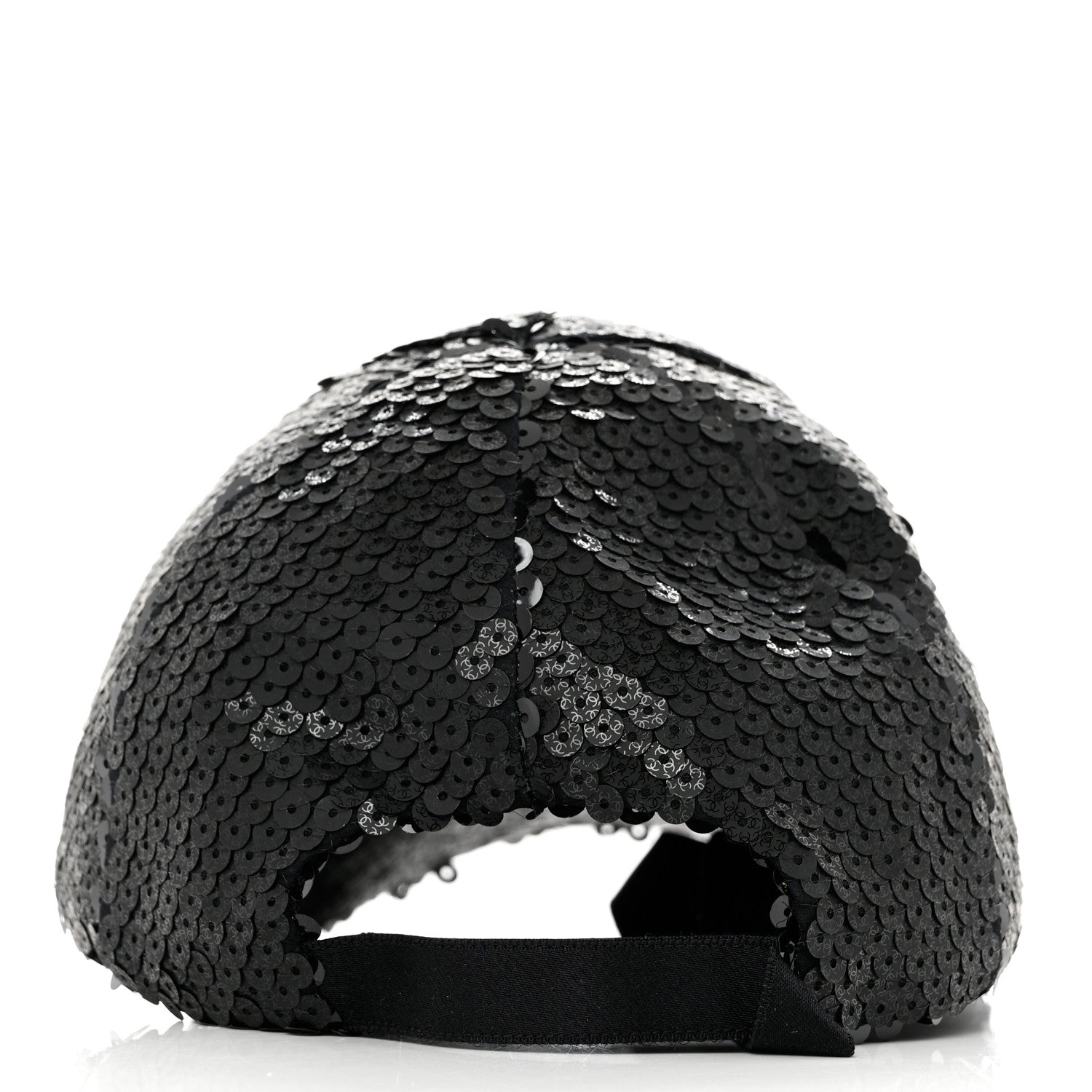 Chanel Sequin Embellished CC Baseball Cap Hat Black 6 of 8