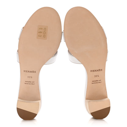 Hermes Calfskin Oasis Sandals 39.5 White 8 of 14