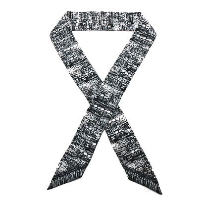 Chanel Silk CC Slim Bandeau Scarf Black White 1 of 4