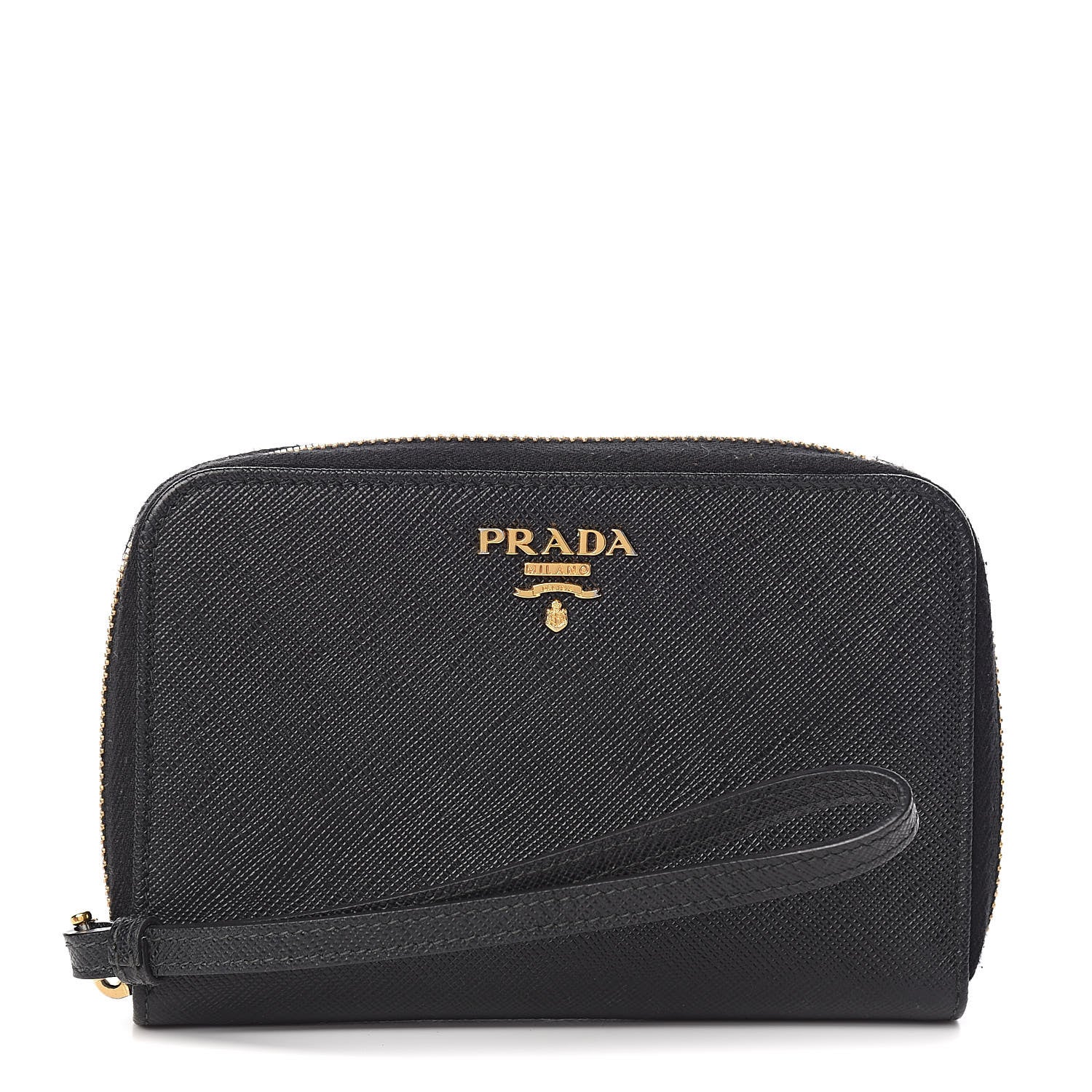 Prada Saffiano Phone Wristlet Wallet Black 1 of 7