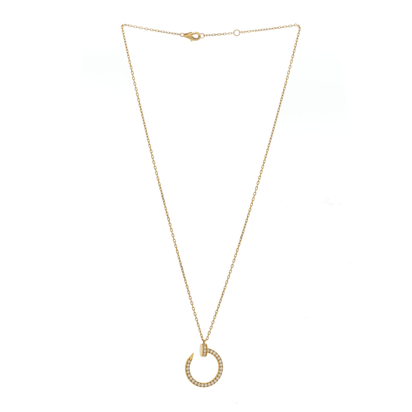 18K Yellow Gold Diamond Juste Un Clou Paved Pendant Necklace